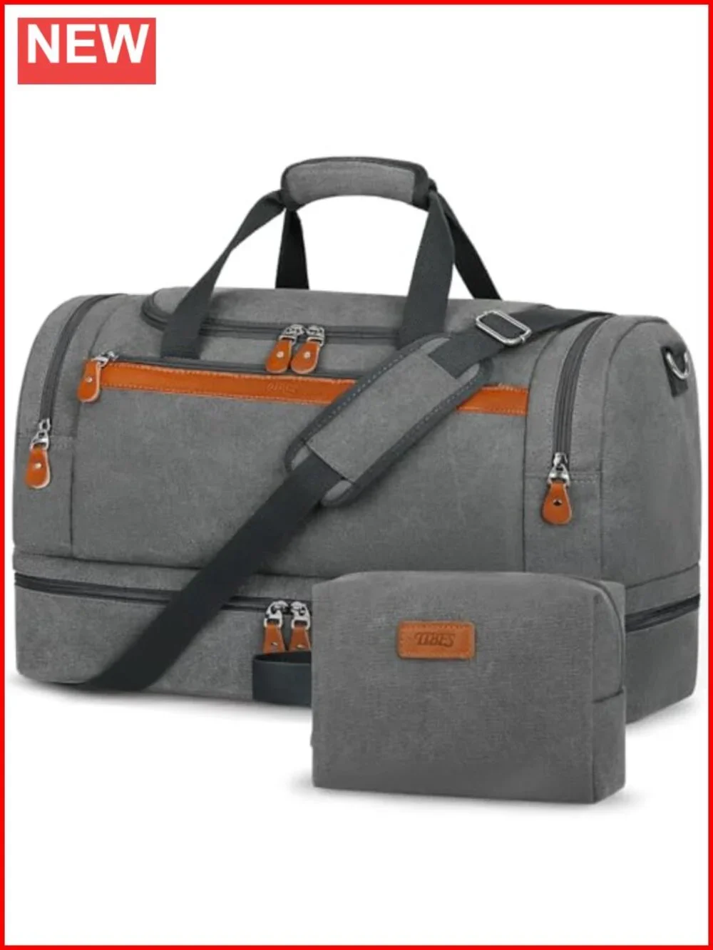 50L Expandable Canvas Travel Duffel Bag with Shoes Compartment, Carry On
